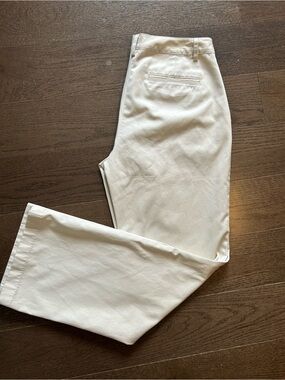 Vintage 90s LL Bean Off White Cream Chino Pants Womens Size 6 Waist 28 High Rise